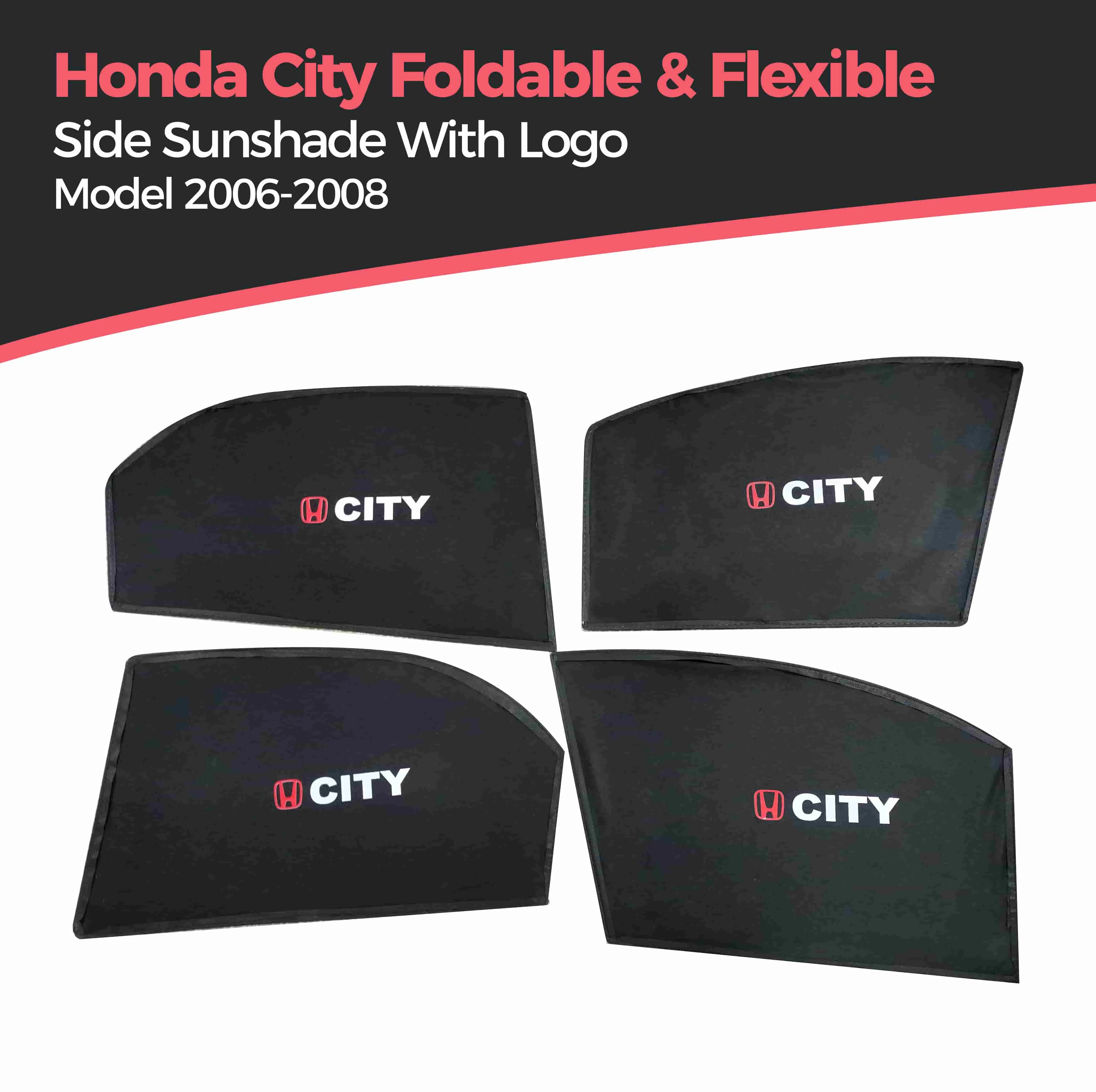 Honda City Foldable & Flexible Side Sunshade With Logo - Model 2006-2008 - Sun Shade | Parda