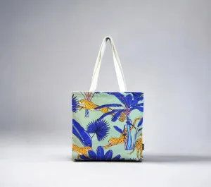 House of Omaya "Tropical Cheetah Printed Canvas Tote Bag (Size 34x36 Cms.) canvas tote bag,designer tote bag
