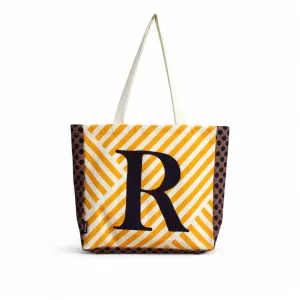 House of Omaya ( R )Alphabet Printed Customizable Embroidery Name Initial Canvas Tote bag 34x36 cm. Personalized tote bag Name Initial tote bag