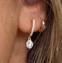 Huggie CZ Drop Earrings