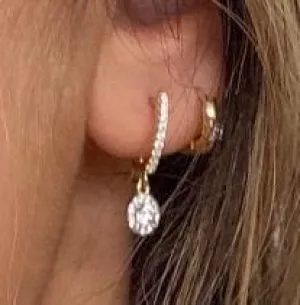 Huggie CZ Drop Earrings