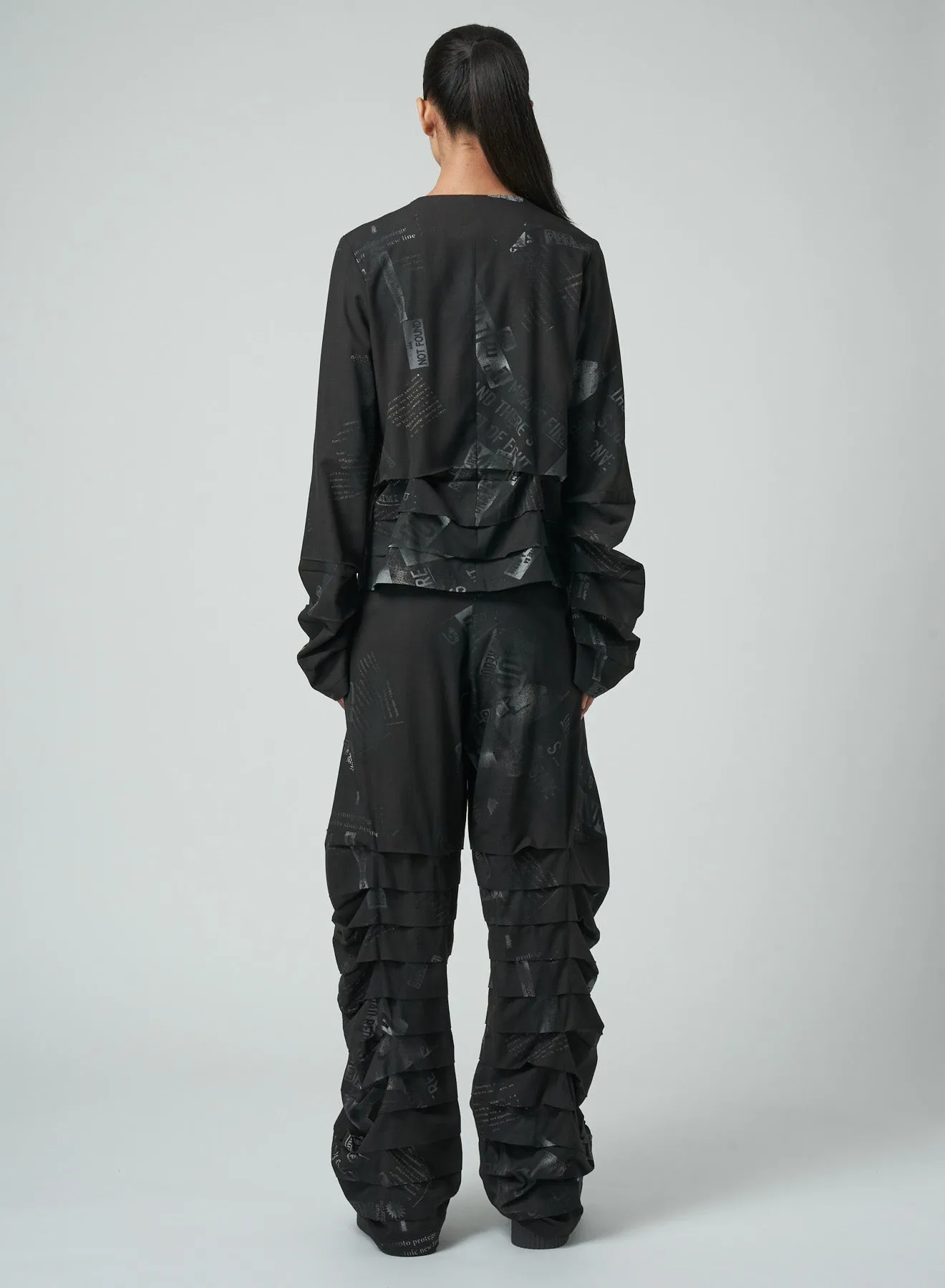JACKET WITH PLEATED HEM/SLEEVE DETAILS