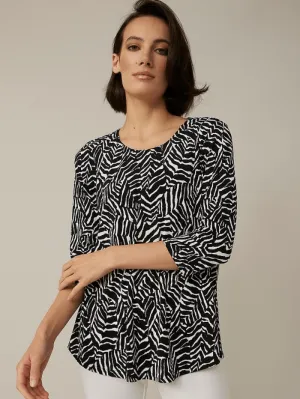 Joseph Ribkoff T Black & Vanilla Abstract Print Top 221312 110