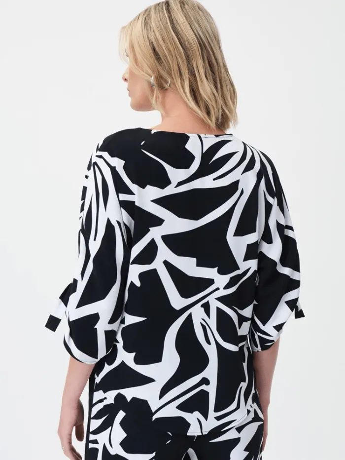 Joseph Ribkoff V-Neck Woven Abstract Print Top 232045 1846