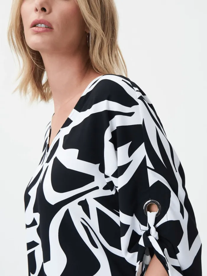 Joseph Ribkoff V-Neck Woven Abstract Print Top 232045 1846