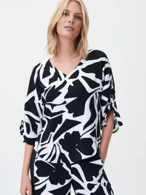 Joseph Ribkoff V-Neck Woven Abstract Print Top 232045 1846