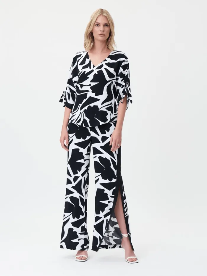 Joseph Ribkoff V-Neck Woven Abstract Print Top 232045 1846