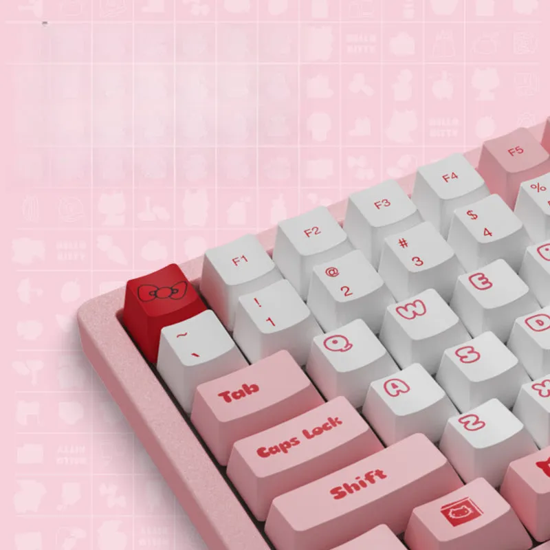 Kawaii Pink Aesthetic Hello Kitty Wired Mechanical Keyboard