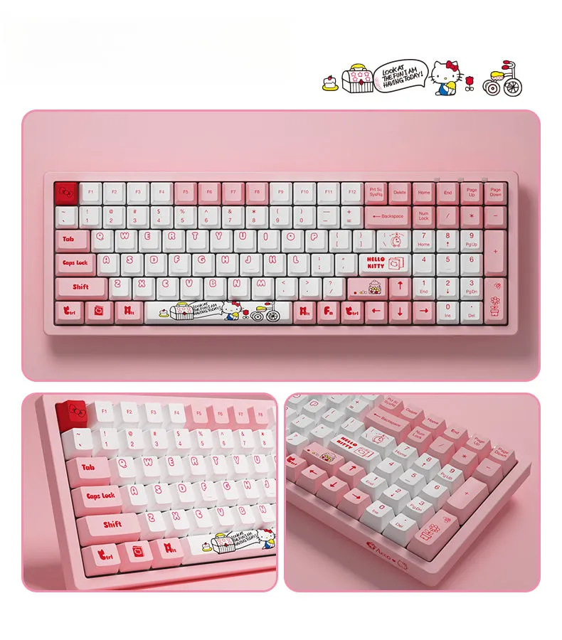 Kawaii Pink Aesthetic Hello Kitty Wired Mechanical Keyboard