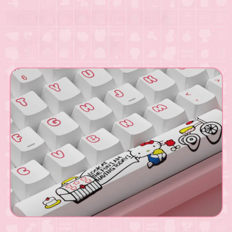 Kawaii Pink Aesthetic Hello Kitty Wired Mechanical Keyboard