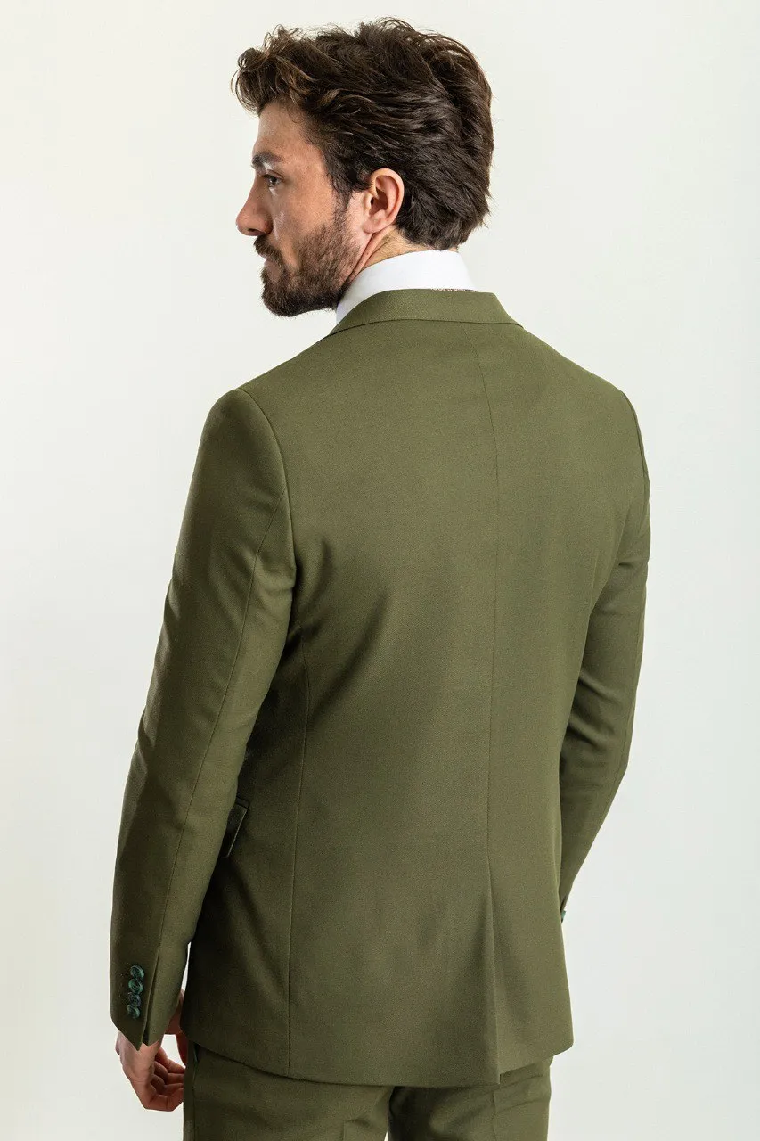 Khaki Slim Fit Notch Lapel 2 Piece Suit for Men | GentWith
