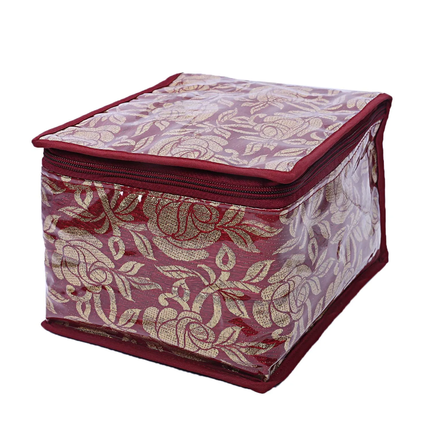 Kuber Industries Brocade 2 Piece Jewellery Box/Organizer with 10 Pouch - CTKTC025994