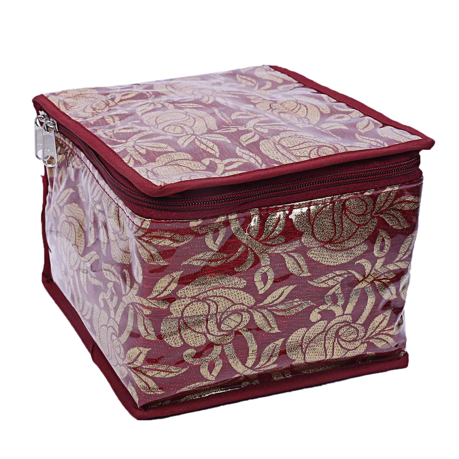 Kuber Industries Brocade 2 Piece Jewellery Box/Organizer with 10 Pouch - CTKTC025994