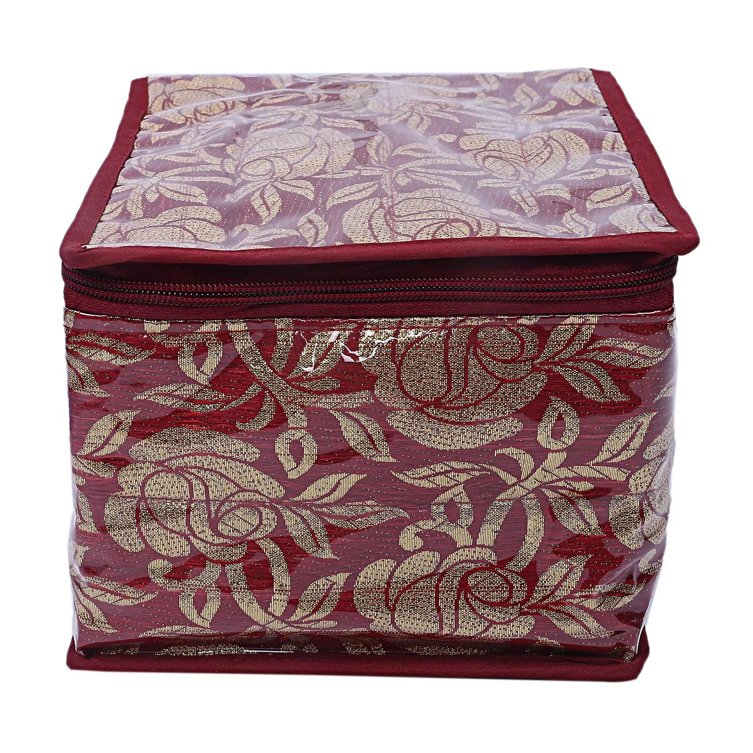 Kuber Industries Brocade 2 Piece Jewellery Box/Organizer with 10 Pouch - CTKTC025994
