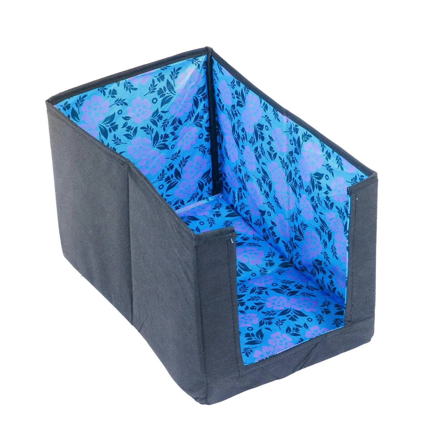 Kuber Industries Flower Design Non-Woven 2 Pieces Shirt Stacker Wardrobe Organizer (Yellow & Blue) - CTKTC23246