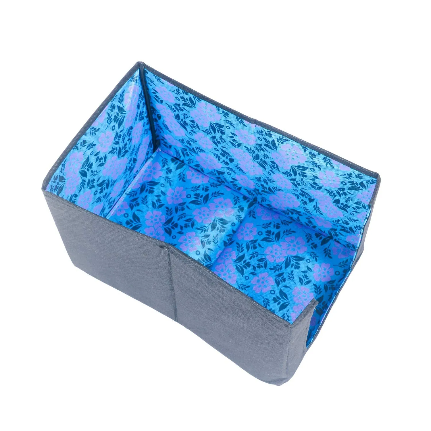 Kuber Industries Flower Design Non-Woven 2 Pieces Shirt Stacker Wardrobe Organizer (Yellow & Blue) - CTKTC23246
