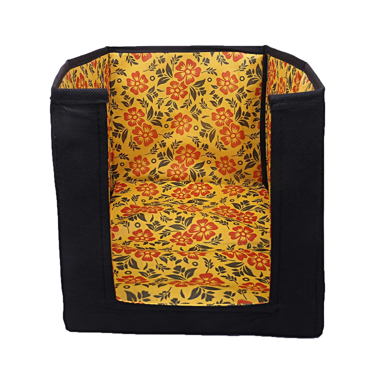 Kuber Industries Flower Design Non-Woven 2 Pieces Shirt Stacker Wardrobe Organizer (Yellow & Blue) - CTKTC23246