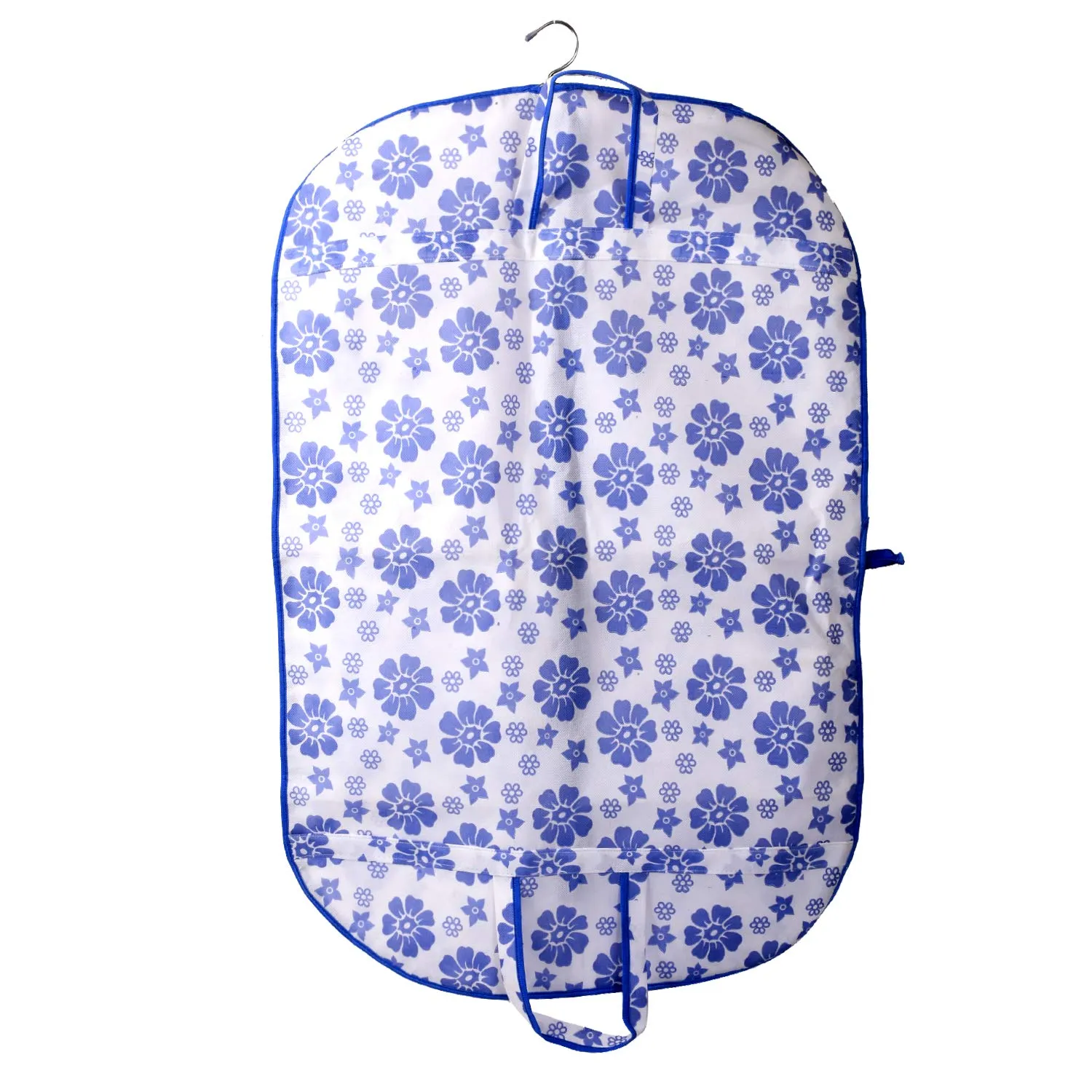 Kuber Industries Flower Printed 3 Pieces Foldable Non Woven Men's Coat Blazer Cover (Blue)-KUBMART868
