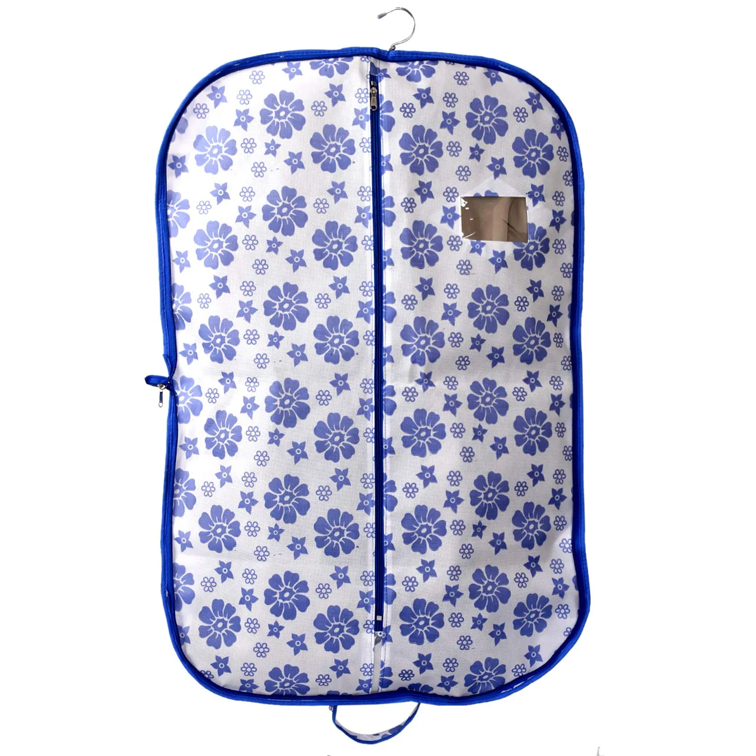 Kuber Industries Flower Printed 3 Pieces Foldable Non Woven Men's Coat Blazer Cover (Blue)-KUBMART868