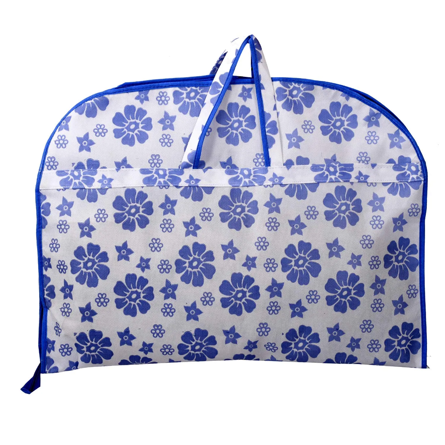 Kuber Industries Flower Printed 3 Pieces Foldable Non Woven Men's Coat Blazer Cover (Blue)-KUBMART868