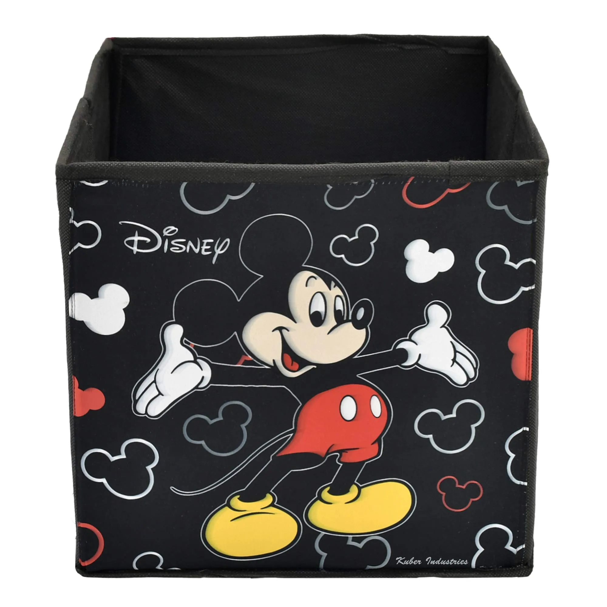 Kuber Industries Foldable Storage Basket|Square Toy Storage Bin|Front Grab Handle|Wardrobe, Closet Organizer (Grey) (Pack Of 3)