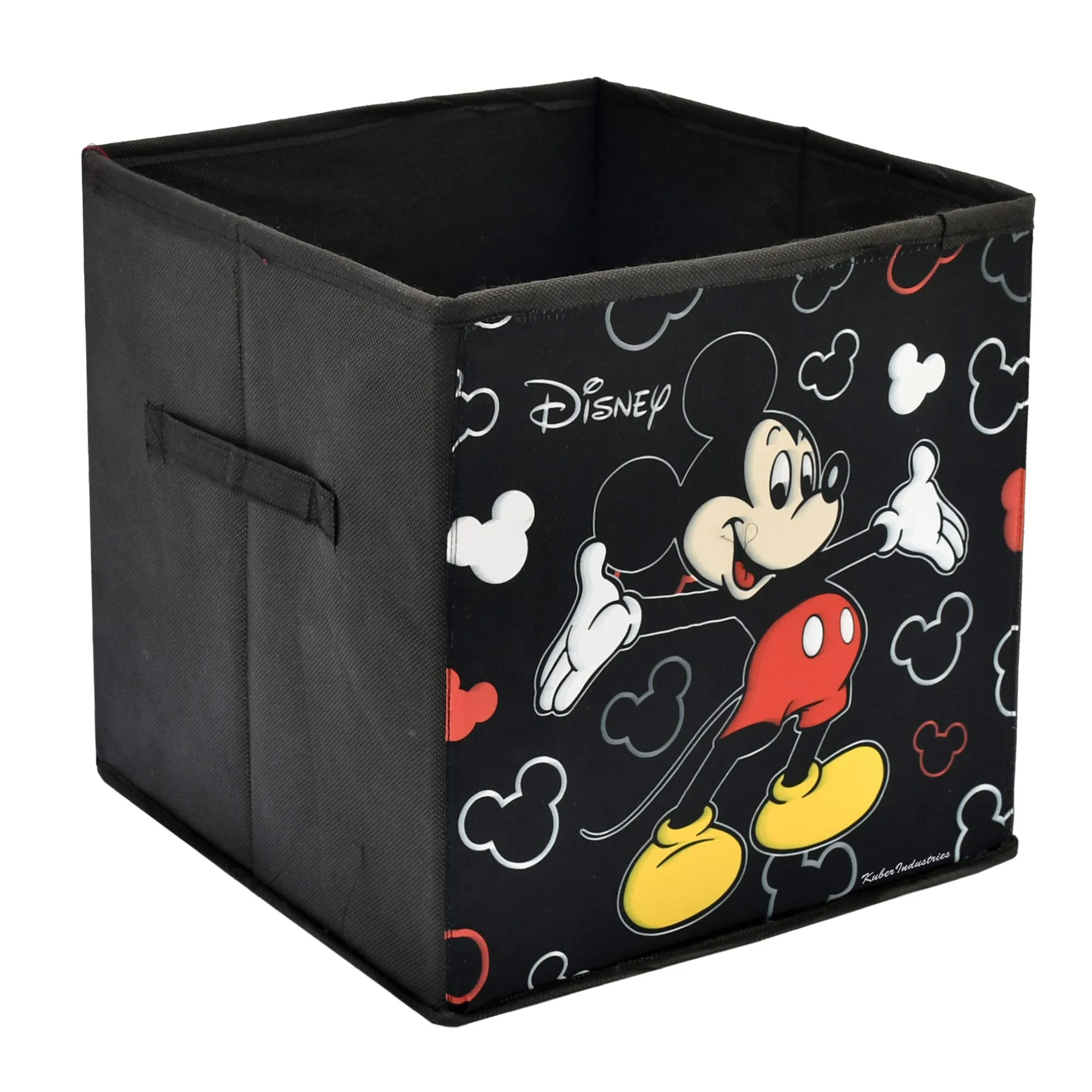 Kuber Industries Foldable Storage Basket|Square Toy Storage Bin|Front Grab Handle|Wardrobe, Closet Organizer (Grey) (Pack Of 3)