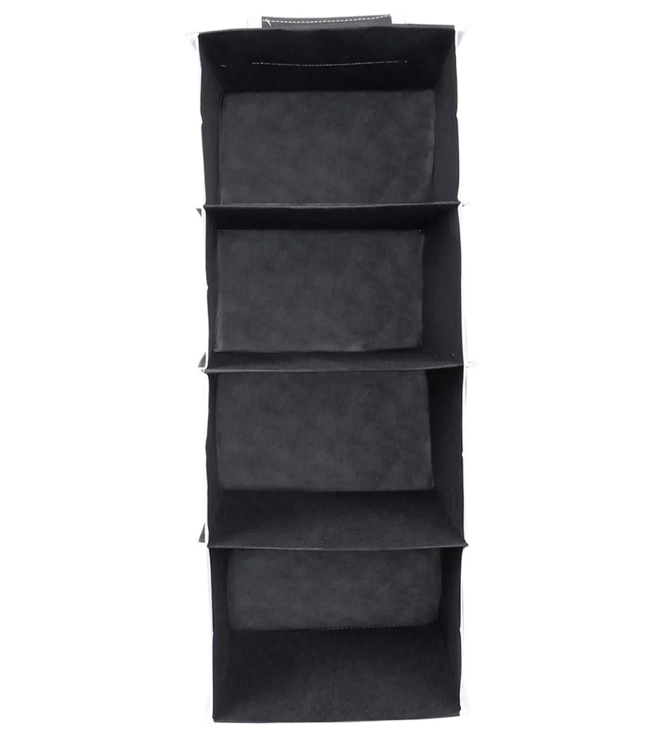 Kuber Industries Non Woven Hanging 4 Shelves Foldable Wardrobe/Closet Cloth Organizer (Black)-KULUG15328