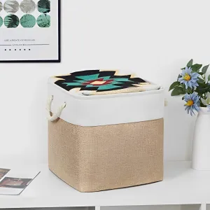 Kuber Industries Pack Of 2 Foldable Storage Basket|Polyester Toy Storage Bin|Wardrobe Organizer For Clothes (Dark Brown & Cream)