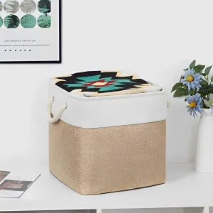 Kuber Industries Pack Of 4 Foldable Storage Basket|Polyester Toy Storage Bin|Wardrobe Organizer For Clothes (Dark Brown & Cream)