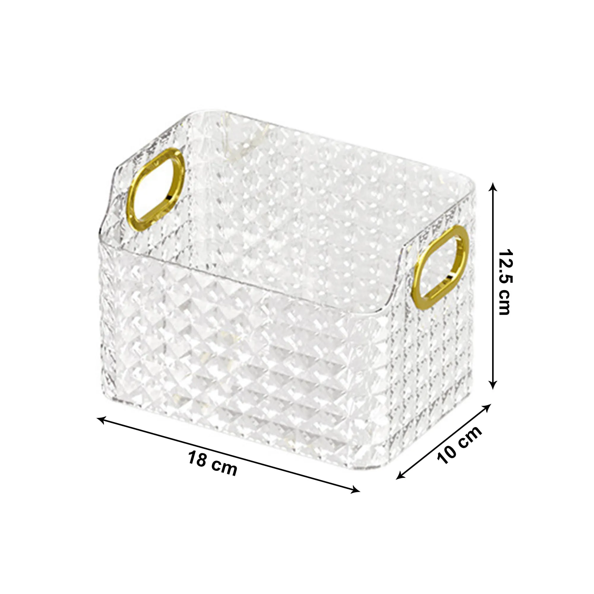 Kuber Industries Pack of 4 Makeup Desk Organizer | Diamond Cut Glass Finishing ABS | Multipurpose Cosmetic Organiser | large capacity | Skin Care Products Holder for Dressing Table | Transparent