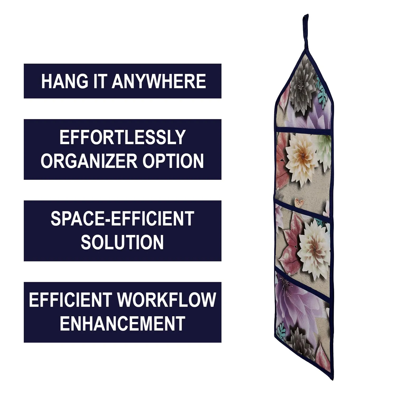 Kuber Industries Paper Holder | Foldable Hanging Organizer | PVC Sunflower Document Holder | Wall Hanging Organizer with 3 Pocket | Pack of 2 | Brown