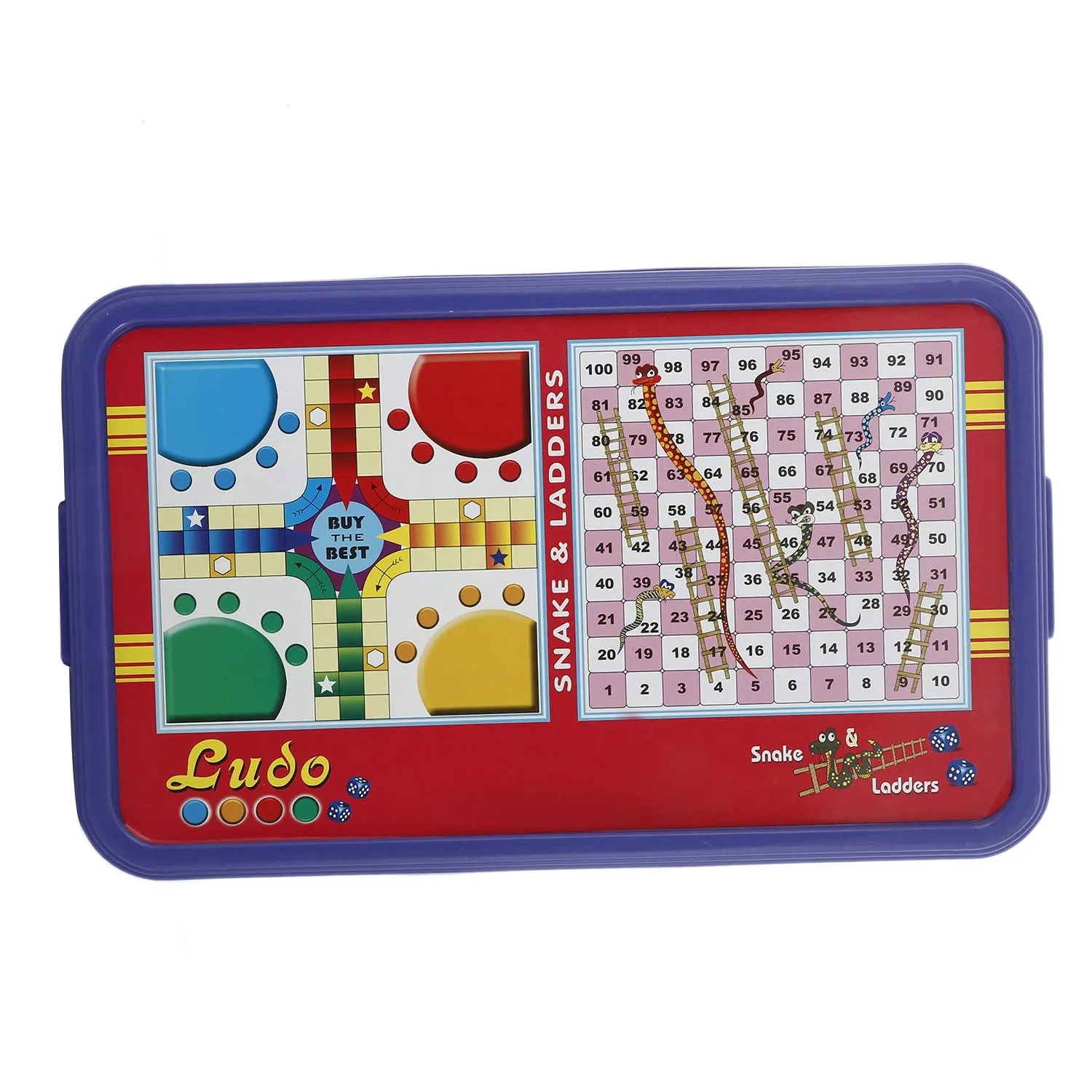Kuber Industries Plastic 2 Pieces Ludo, Snakes and Ladders Printed Foldable Study Table (Purple) - CTKTC34855