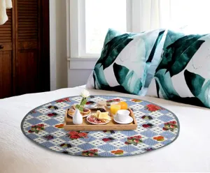 Kuber Industries Round Check Design Both Sided Bed Server Food Mat, Bedsheet Protector, Oil & Waterproof (Grey)-HS_38_KUBMART21049, Standard