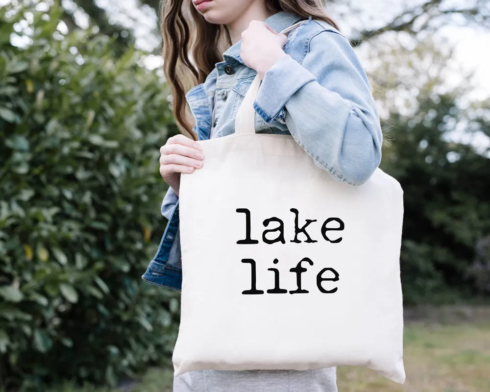 Lake Life Type Tote Bag