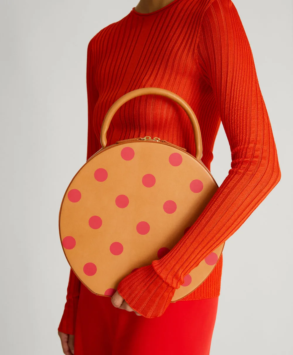 Large Circle Bag - Polka Dot - Cammello / Red Polka Dot