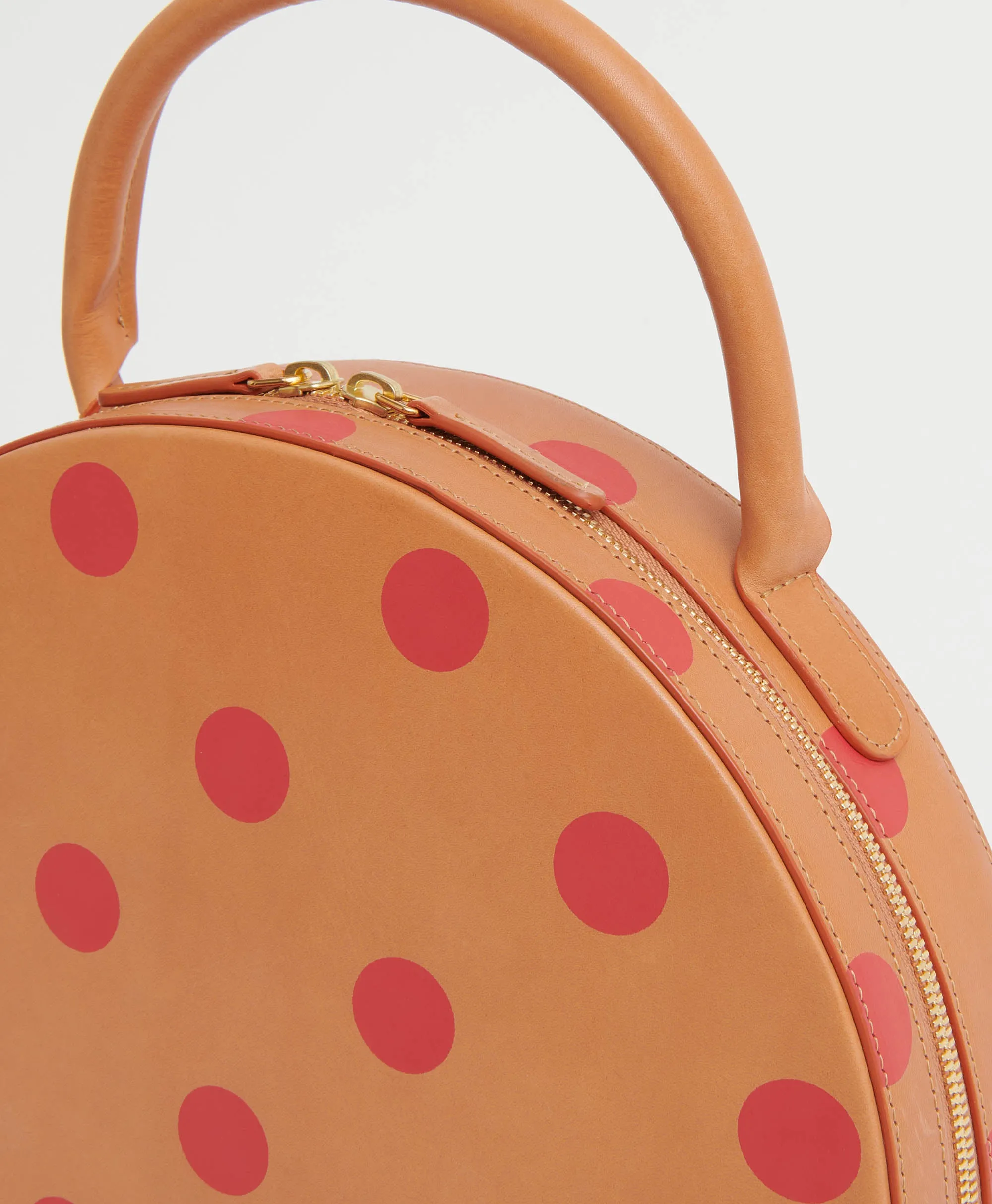 Large Circle Bag - Polka Dot - Cammello / Red Polka Dot