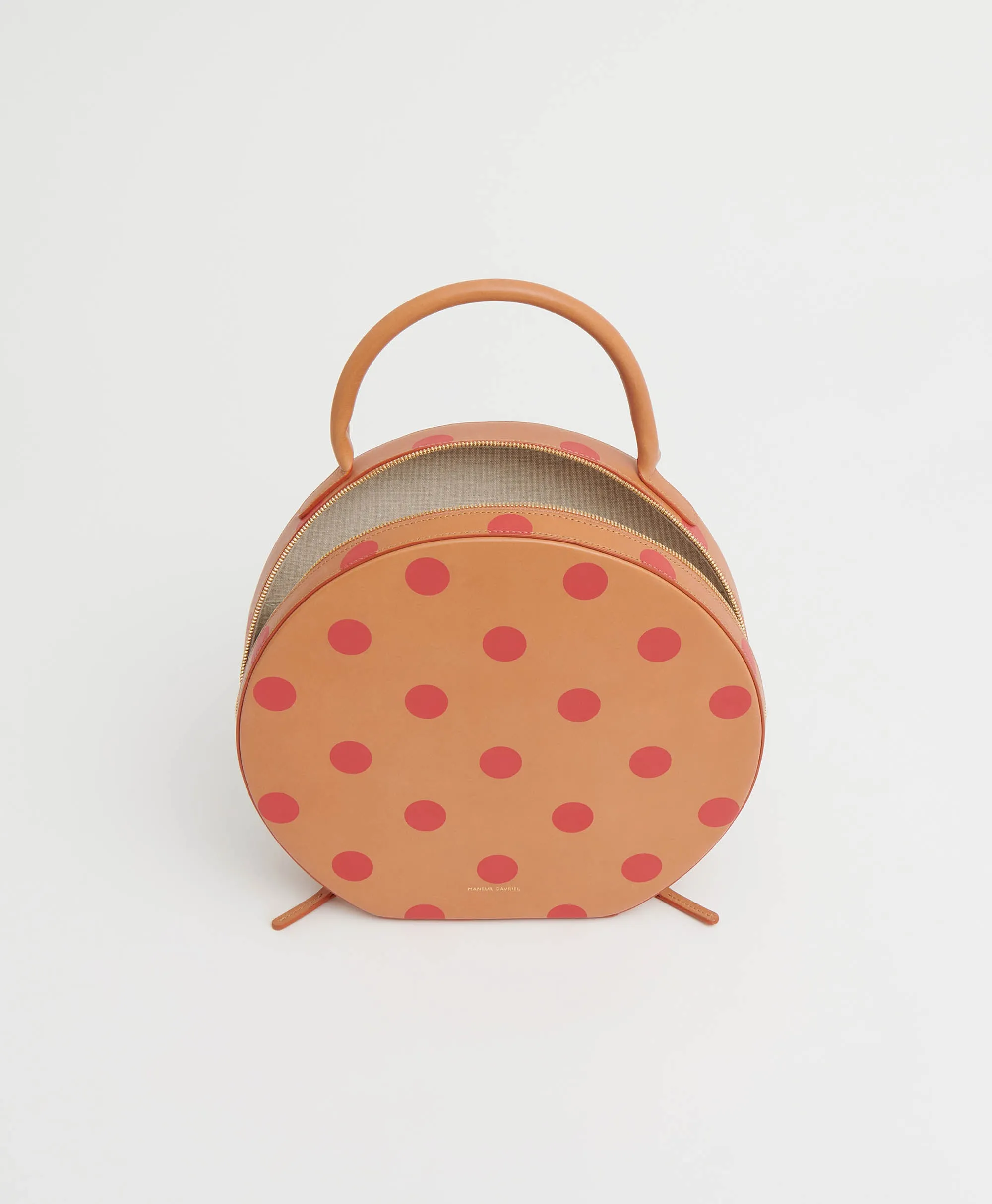 Large Circle Bag - Polka Dot - Cammello / Red Polka Dot