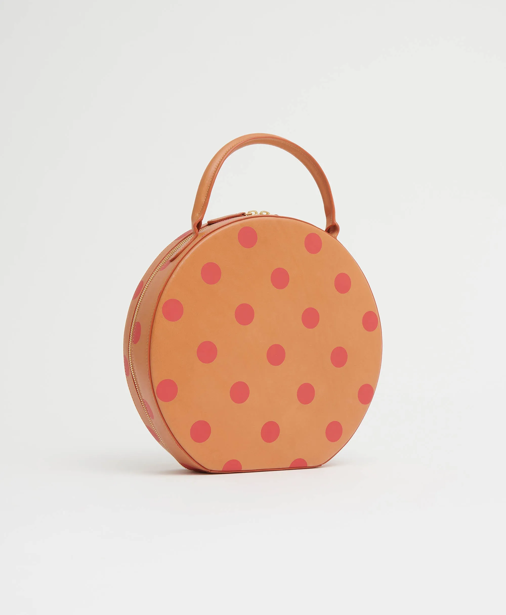 Large Circle Bag - Polka Dot - Cammello / Red Polka Dot