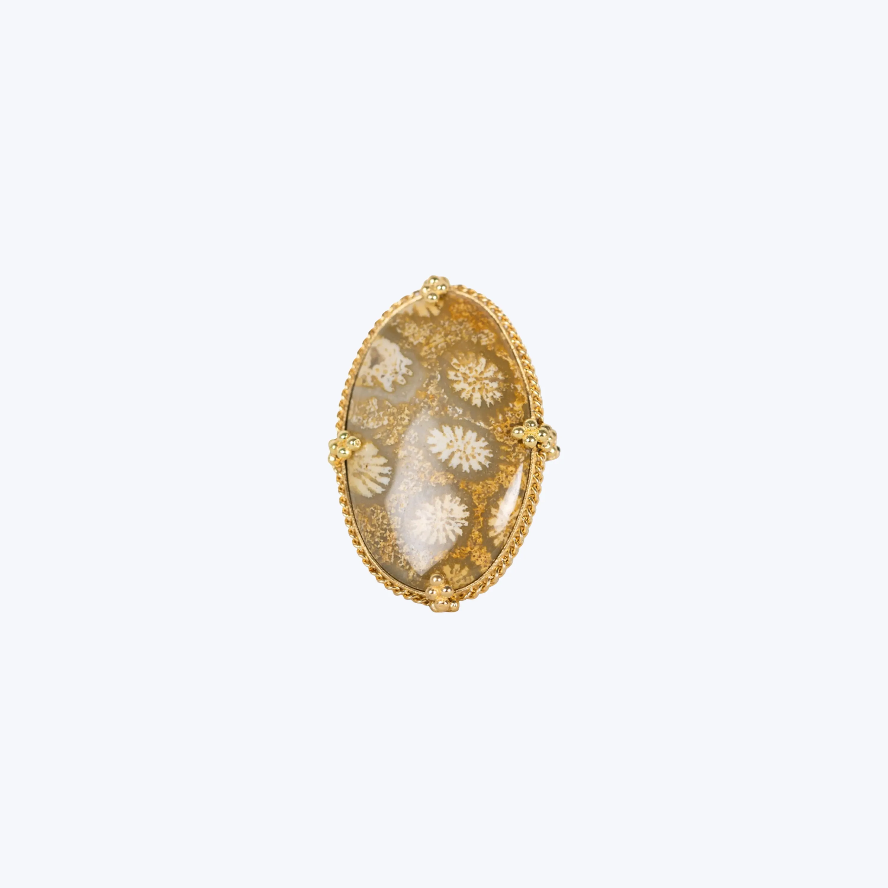 Large Fossilized Coral 18k One-of-a-Kind Ring