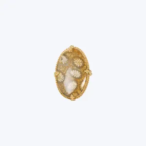 Large Fossilized Coral 18k One-of-a-Kind Ring