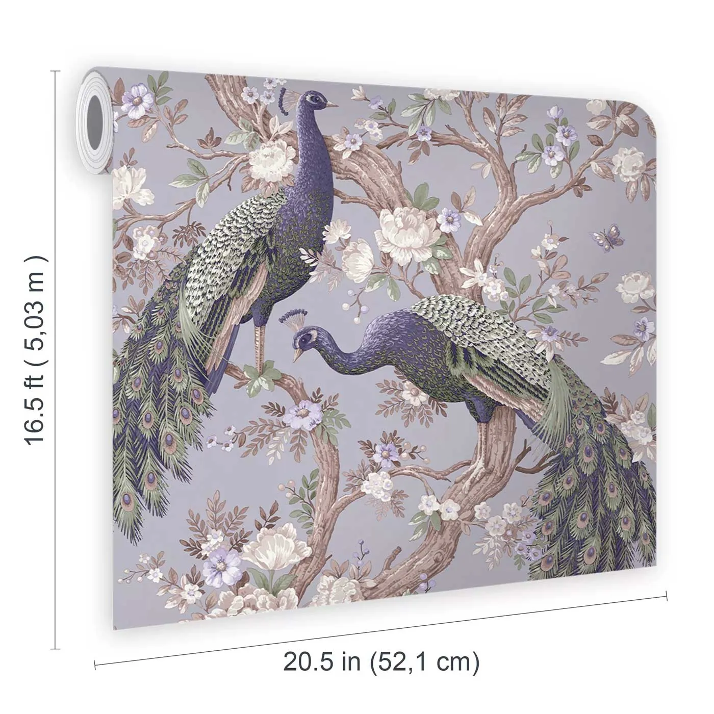Laura Ashley Wallpaper Purple Animal Patterned Peacock Floral Smooth Classic