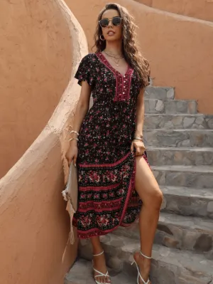 Libby Loves S Black Meadow Floral Maxi Dress