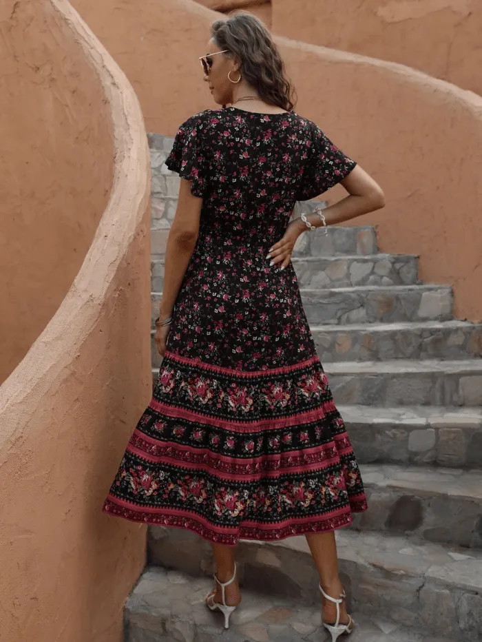 Libby Loves S Black Meadow Floral Maxi Dress
