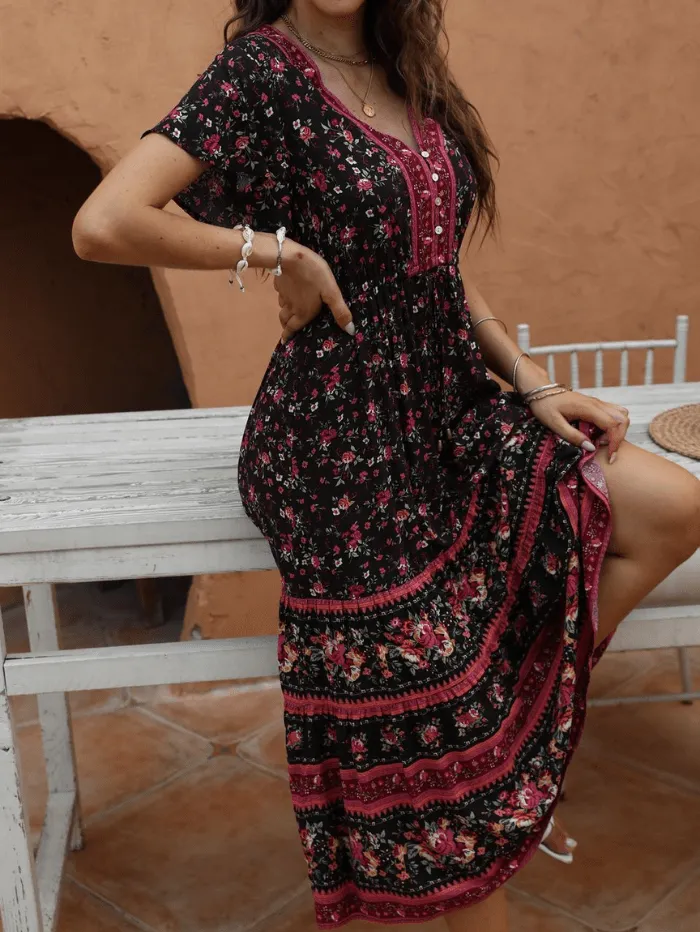 Libby Loves S Black Meadow Floral Maxi Dress