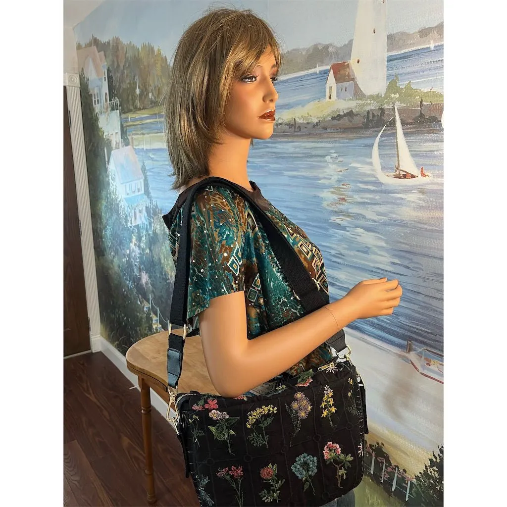 Lidia’s Bags Floral Embroidered Hobo Shoulder Bag Large Black Casual (C834-26)