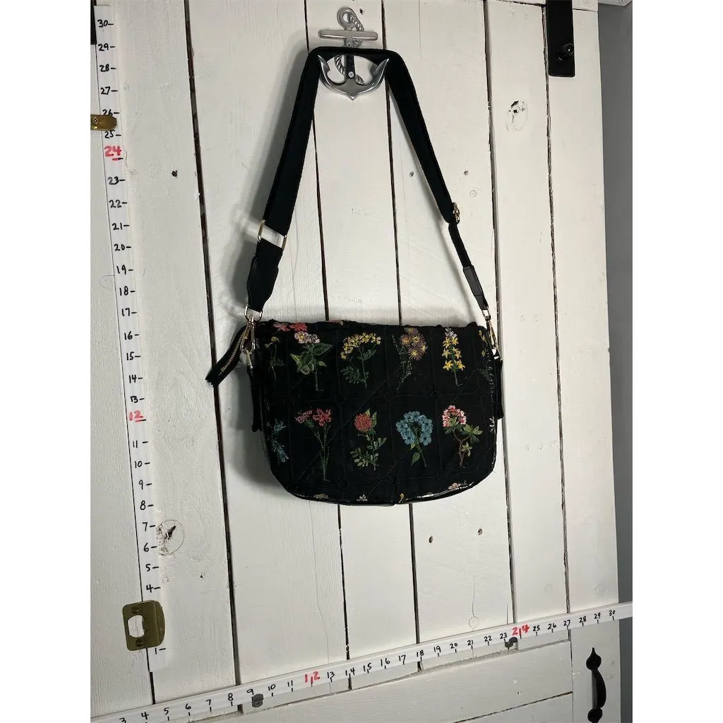 Lidia’s Bags Floral Embroidered Hobo Shoulder Bag Large Black Casual (C834-26)