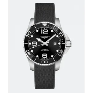 Longines Hydroconquest Stainless Steel Black Dial Rubber Strap 43mm Automatic