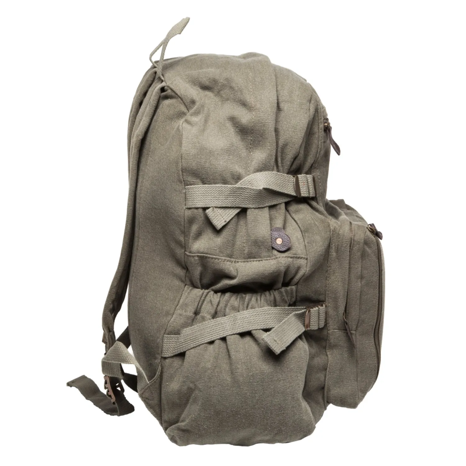Lotus Flower Canvas Teardrop Backpack with Leather Bottom Accents