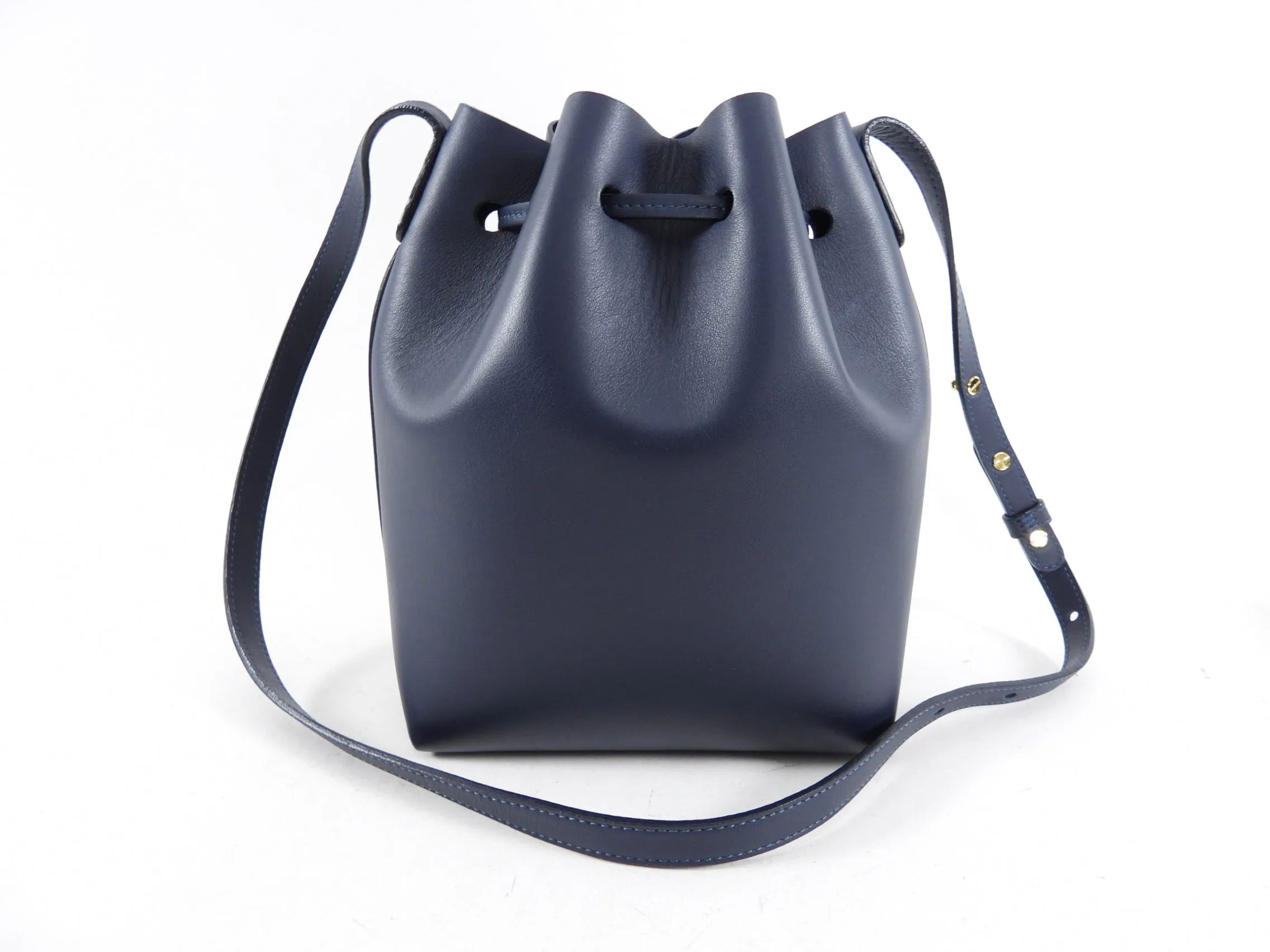 Mansur Gavriel Mini Navy Drawstring Bucket Bag
