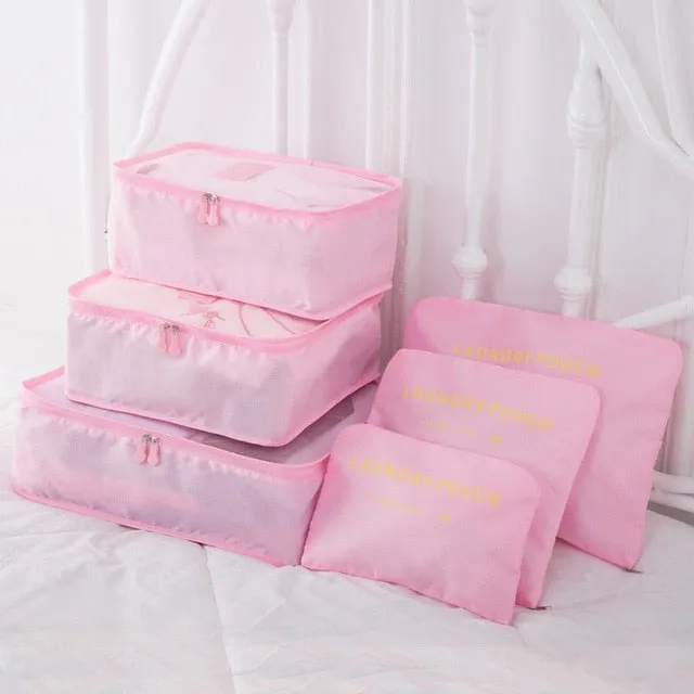 Mara's Dream 6pcs Polyester Packing Cube Women Travel Bag Waterproof Luggage Clothes Tidy Pouch Organizer Large Capacity Durable